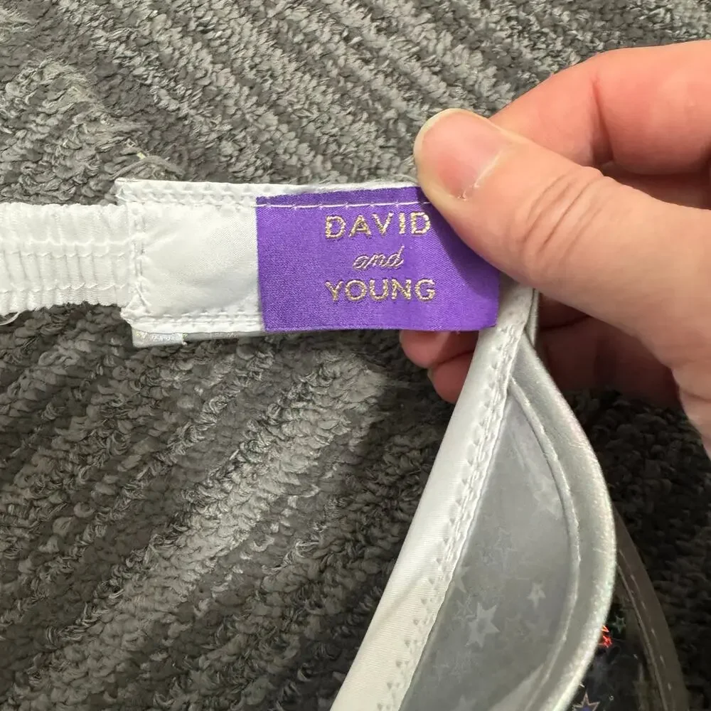 David & Young Holographic Transparent Star Print Visor Silver Retro Festival Hat